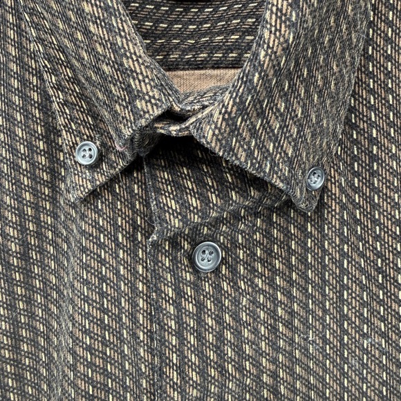 Croft & Barrow Mens XL Button Down Shirt Brown Geometric Long Sleeve - Picture 3 of 8